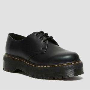 Dr. Martens 1461 Smooth Leather Platform Shoes in Black Size 9